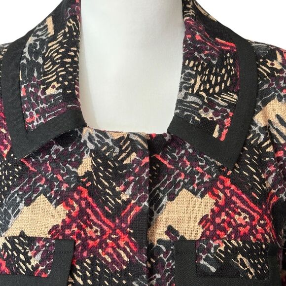 Trina Turk Crop Blazer Jacket Black Red Sz 10 - Picture 4 of 14